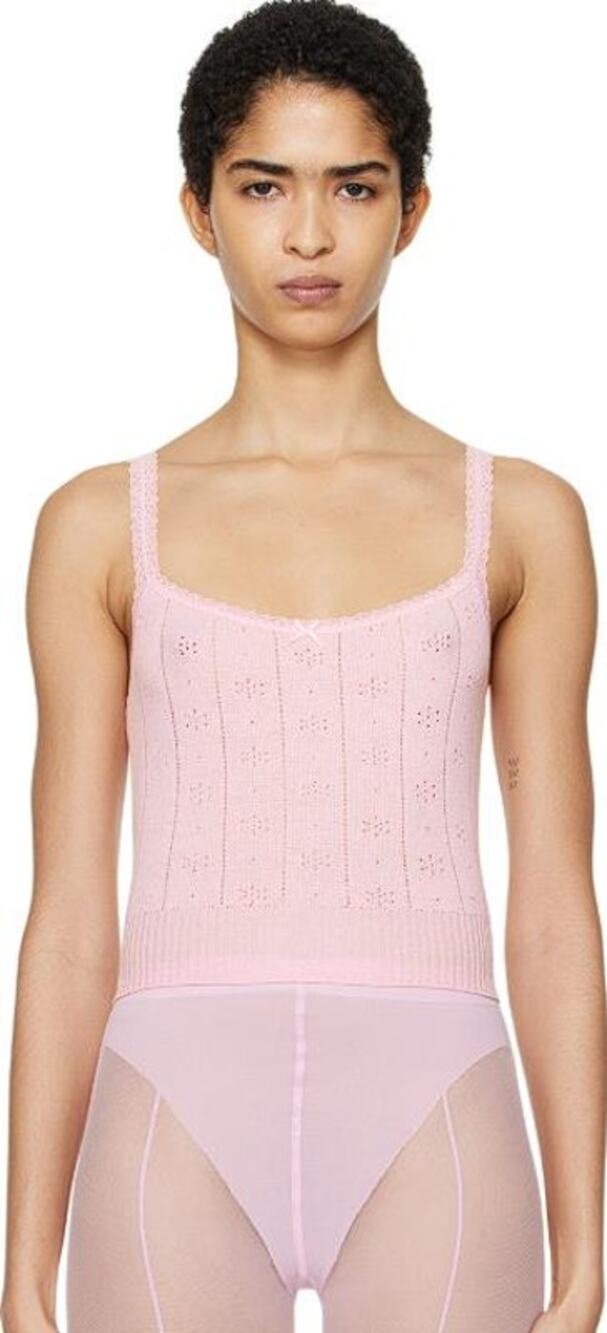 SKIMS Women's Sweater Pointelle Cami Size S In Baby Pink